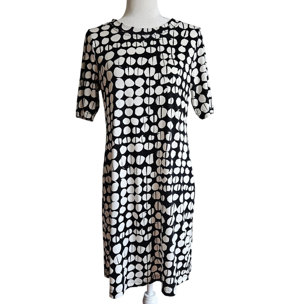 Sno Skins Dress Size M Black White Minimalist Geometric Stretchy Jersey Knit